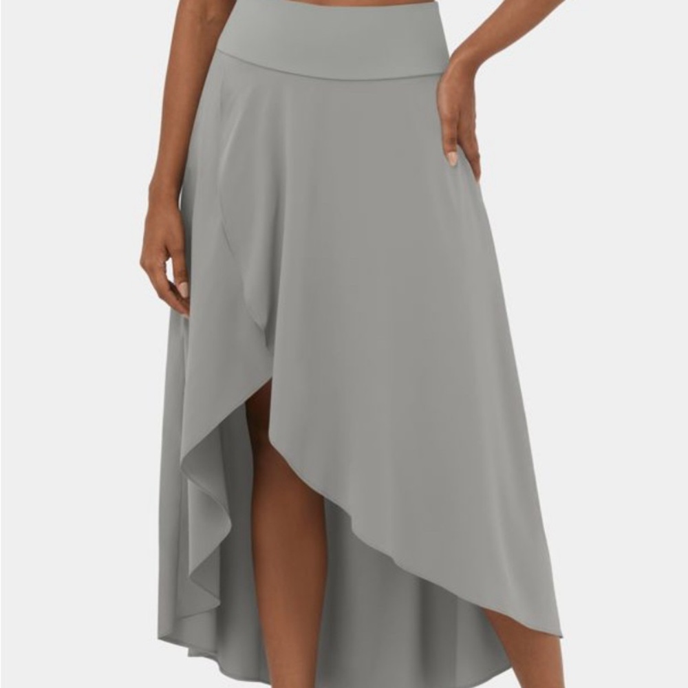 Halara Dust Gray High Low Ruffle Breezy Midi Skirt
